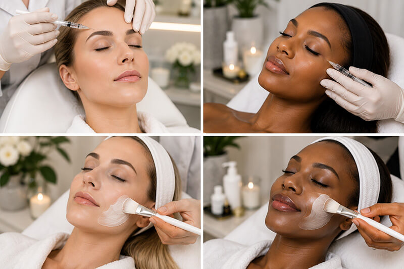 Women getting facial treatments done.